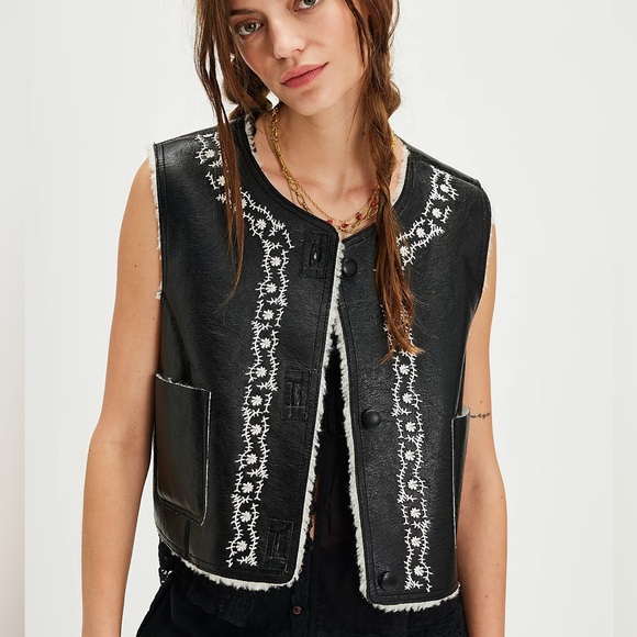 Free People Jackets & Blazers - FREE PEOPLE Travelers Faux Leather Vest size small